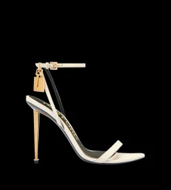 SHINY LEATHER PADLOCK POINTY NAKED SANDAL