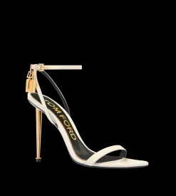 SHINY LEATHER PADLOCK POINTY NAKED SANDAL