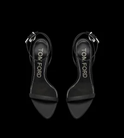 SHINY LEATHER PADLOCK POINTY NAKED SANDAL