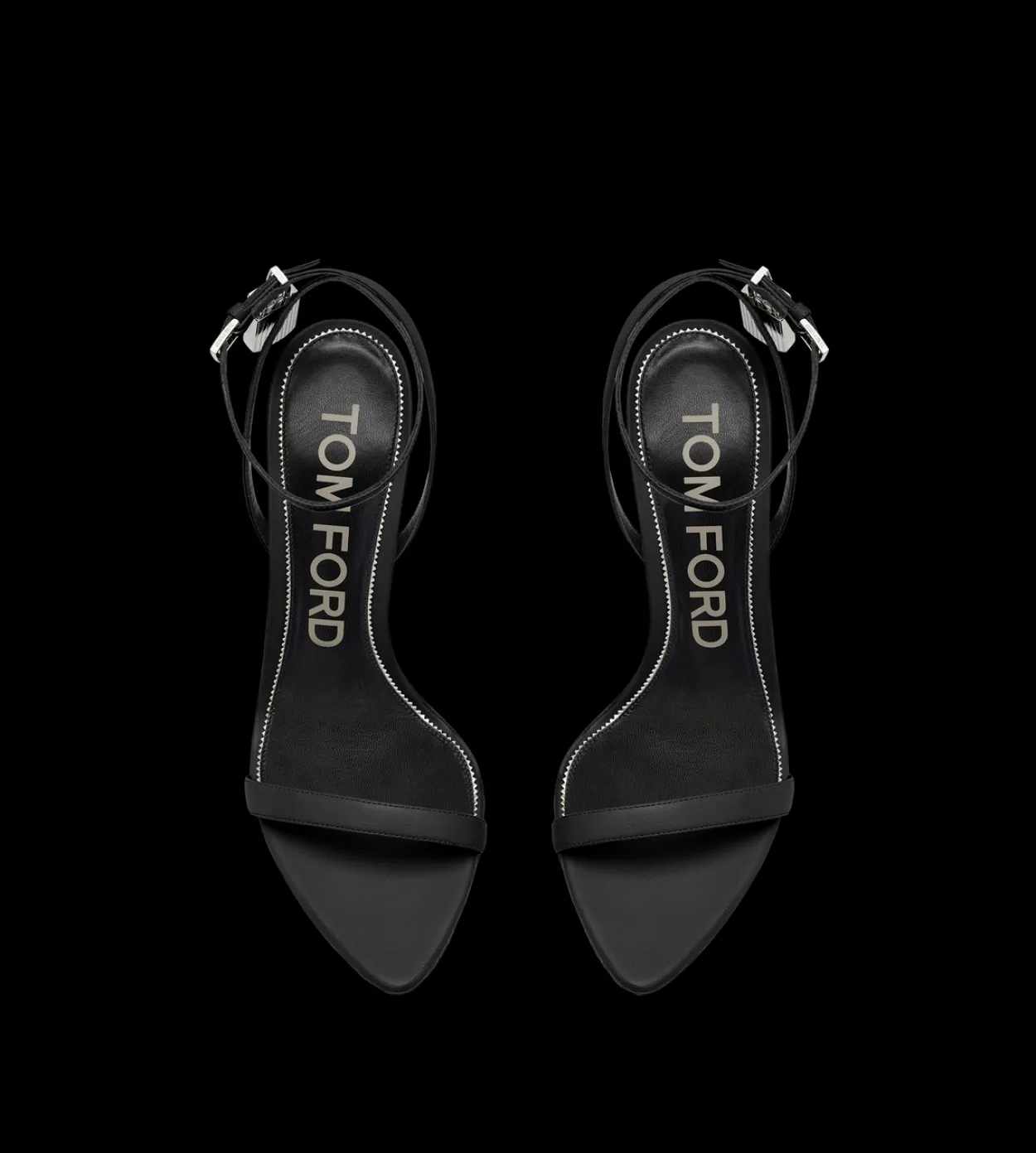 SHINY LEATHER PADLOCK POINTY NAKED SANDAL