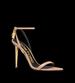 SHINY LEATHER PADLOCK POINTY NAKED SANDAL