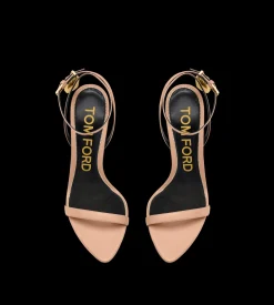 SHINY LEATHER PADLOCK POINTY NAKED SANDAL