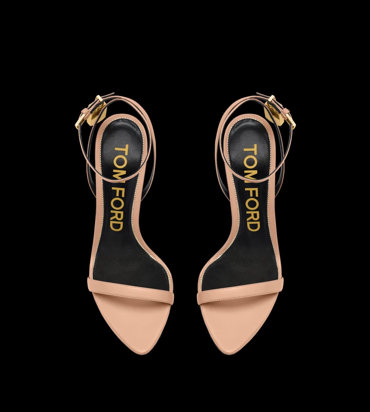 SHINY LEATHER PADLOCK POINTY NAKED SANDAL