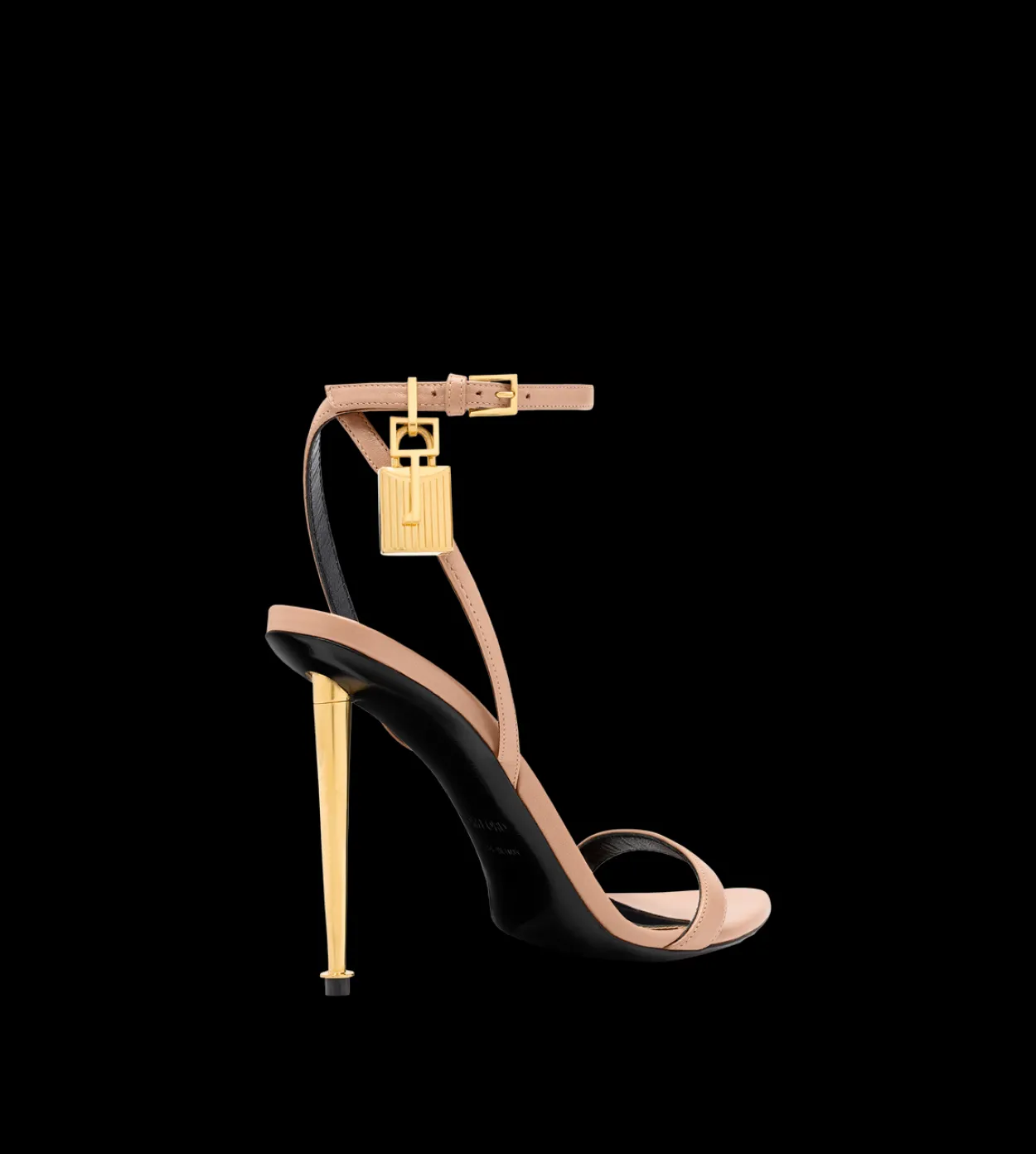 SHINY LEATHER PADLOCK POINTY NAKED SANDAL