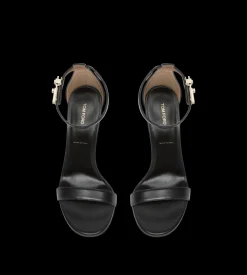 SHINY LEATHER T LATCH ANKLE STRAP SANDAL