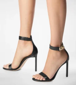 SHINY LEATHER T LATCH ANKLE STRAP SANDAL