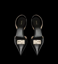 SHINY LEATHER T LATCH SLINGBACK