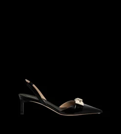 SHINY LEATHER T LATCH SLINGBACK