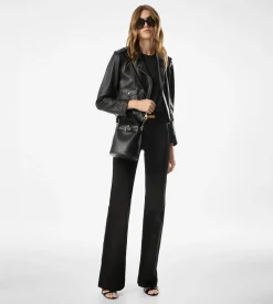 SHINY PLONGE LEATHER BIKER JACKET