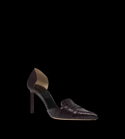 SHINY STAMPED CROCODILE LEATHER EVA D'ORSAY PUMP