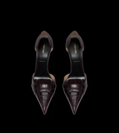 SHINY STAMPED CROCODILE LEATHER EVA D'ORSAY PUMP