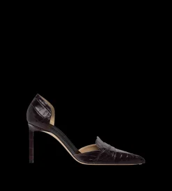SHINY STAMPED CROCODILE LEATHER EVA D'ORSAY PUMP