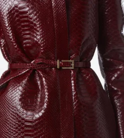 SHINY STAMPED CROCODILE LEATHER FRAME BUCKLE BELT