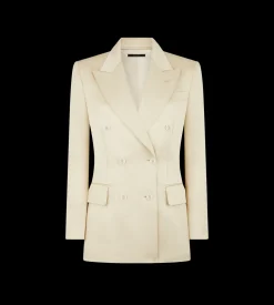 SILK AND WOOL TWILL "WALLIS" DOUBLE BREASTED JACKET