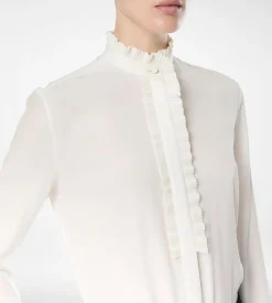 SILK CREPE DE CHINE SHIRT WITH PLISSE DETAILS