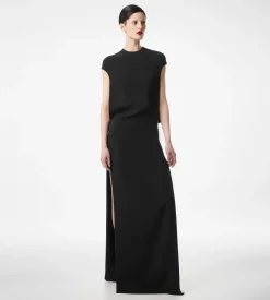 SILK DOUBLE GEORGETTE STRETCH EVENING DRESS