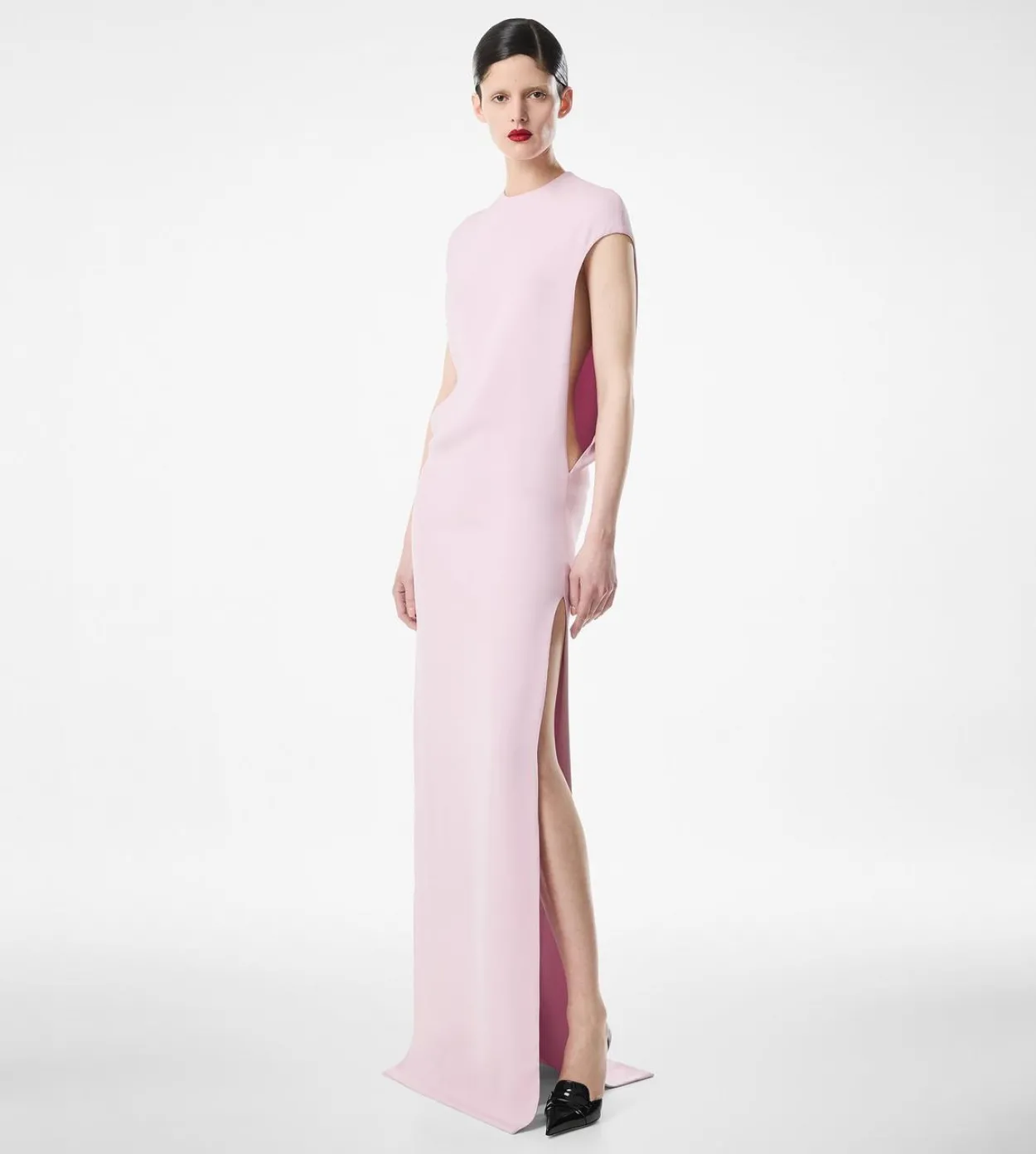 SILK DOUBLE GEORGETTE STRETCH EVENING DRESS