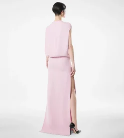 SILK DOUBLE GEORGETTE STRETCH EVENING DRESS