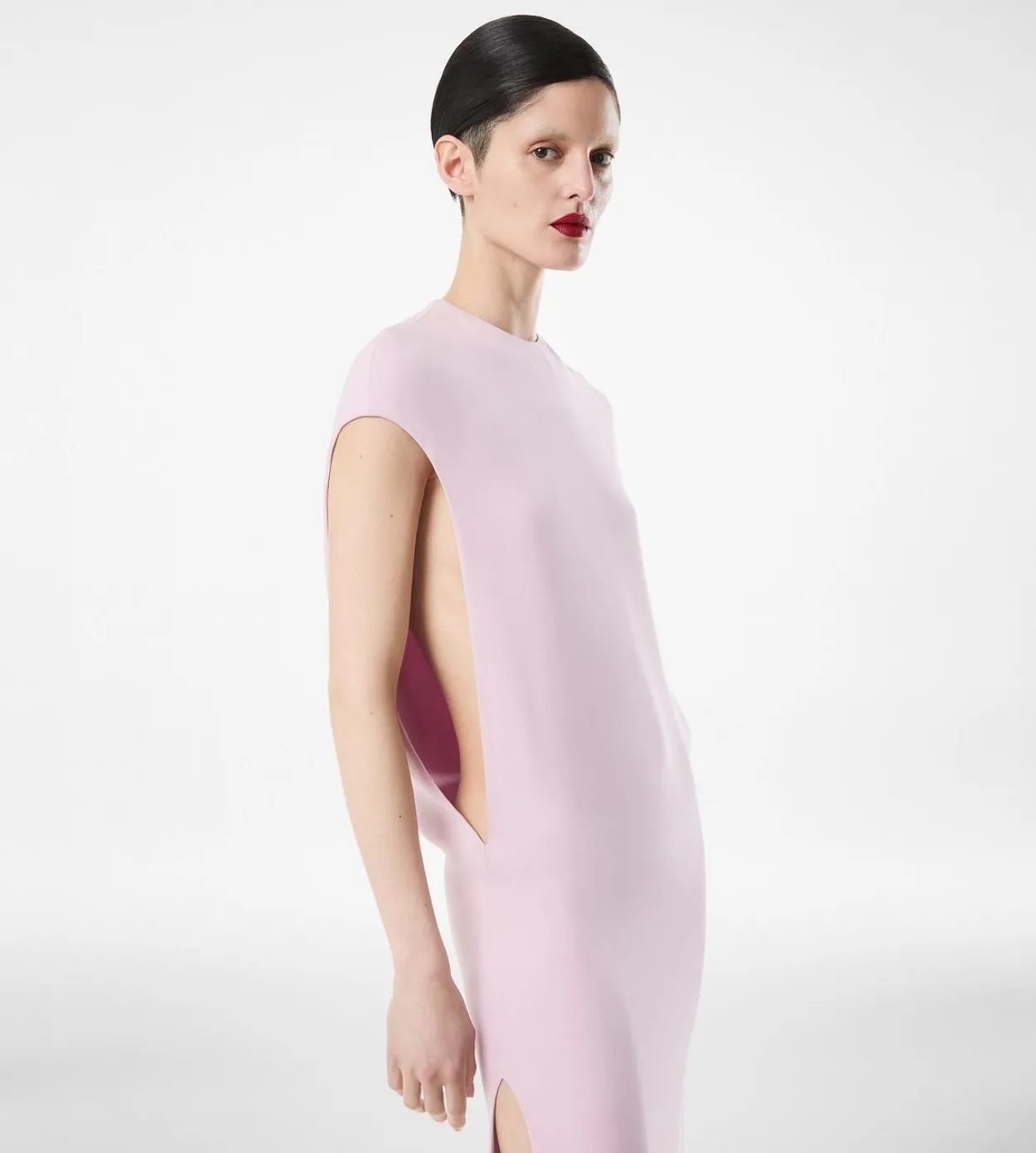 SILK DOUBLE GEORGETTE STRETCH EVENING DRESS