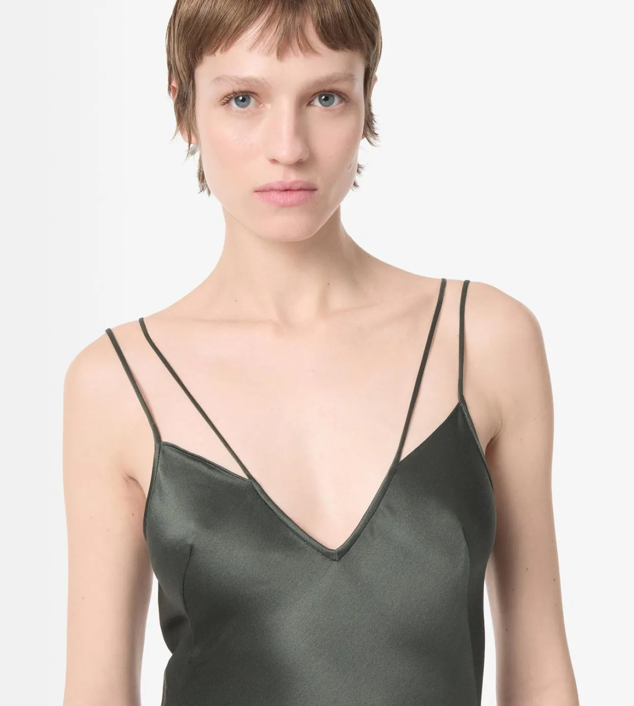 SILK EVENING SLIP DRESS WITH DOUBLE STRAPS