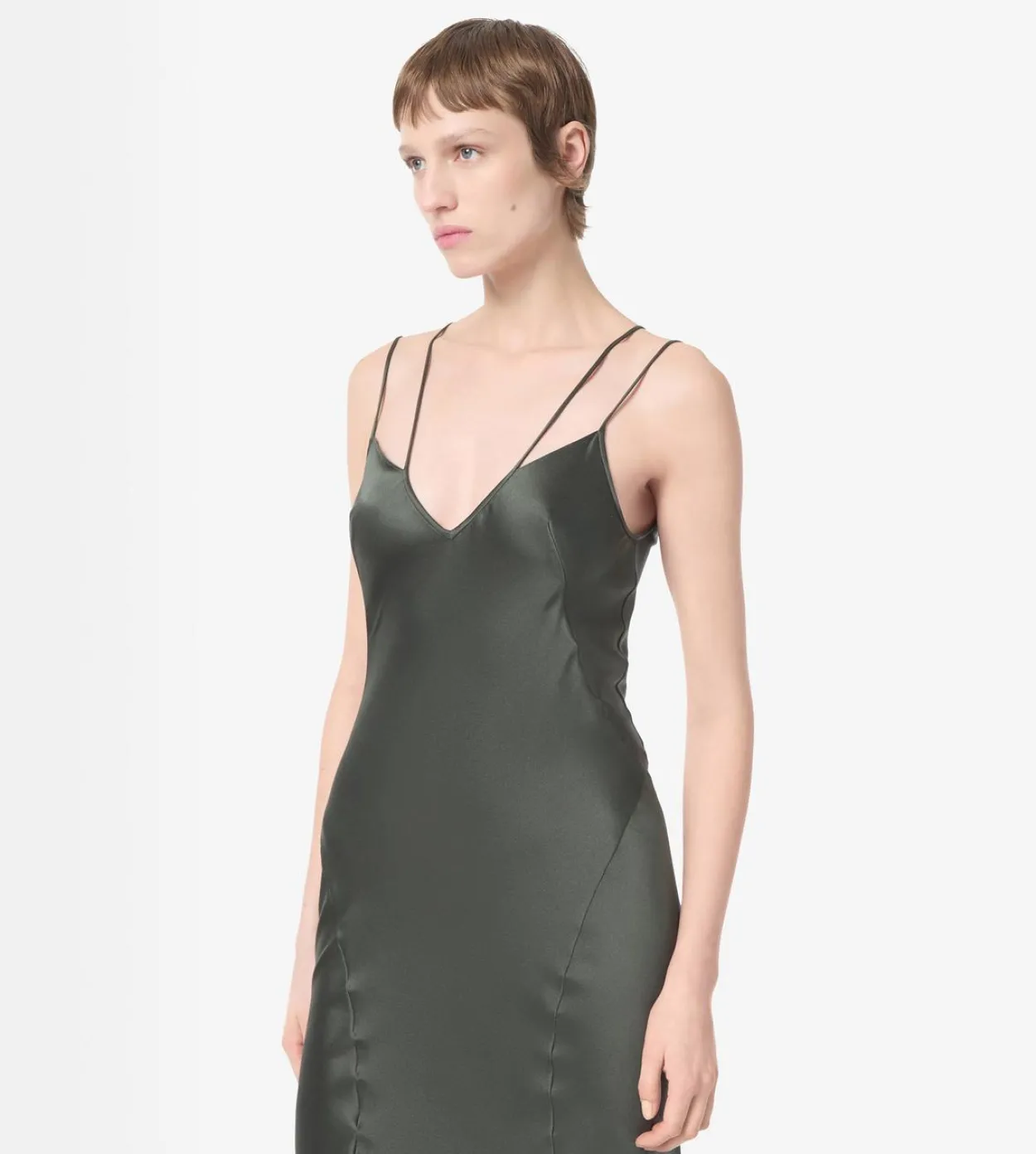 SILK EVENING SLIP DRESS WITH DOUBLE STRAPS