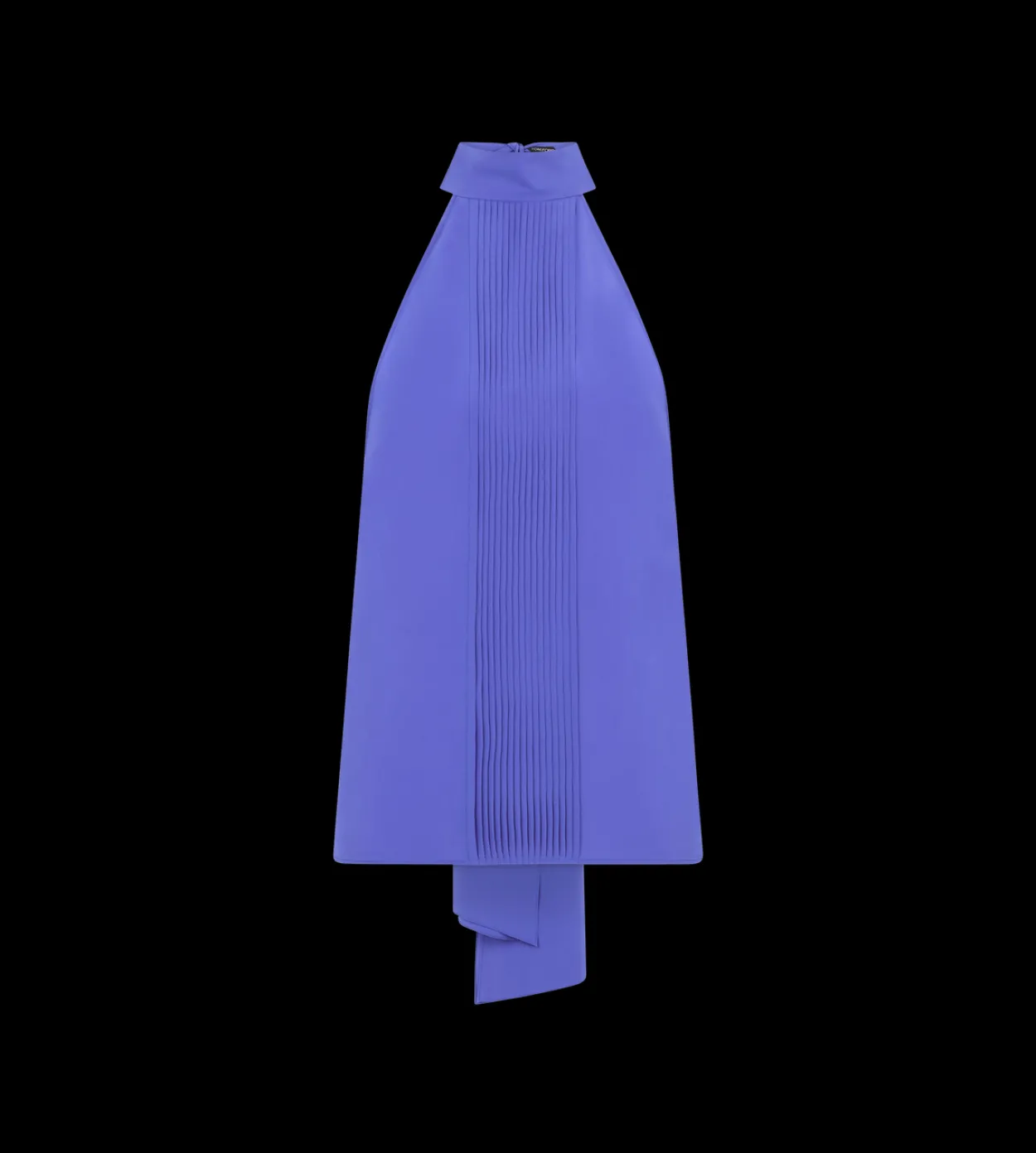 SILK HALTERNECK LAVALLIERE TOP WITH PLISSE DETAIL