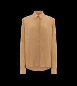 SILK OVERSIZED SHIRT WITH TONAL TF EMBROIDERED LOGO