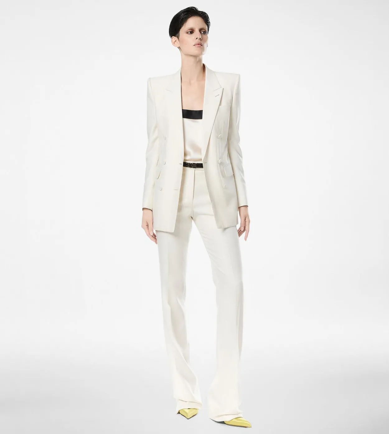 SILK SATIN CAMISOLE TOP WITH TUXEDO BAND