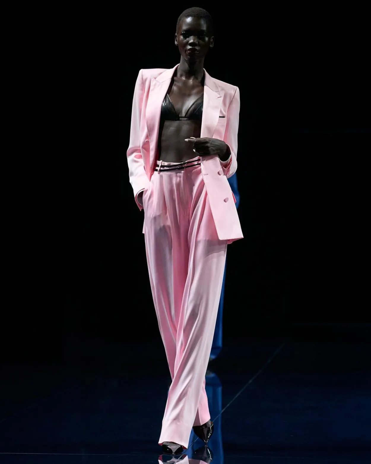 SILK SATIN DOUBLE BREASTED PEAK LAPEL JACKET