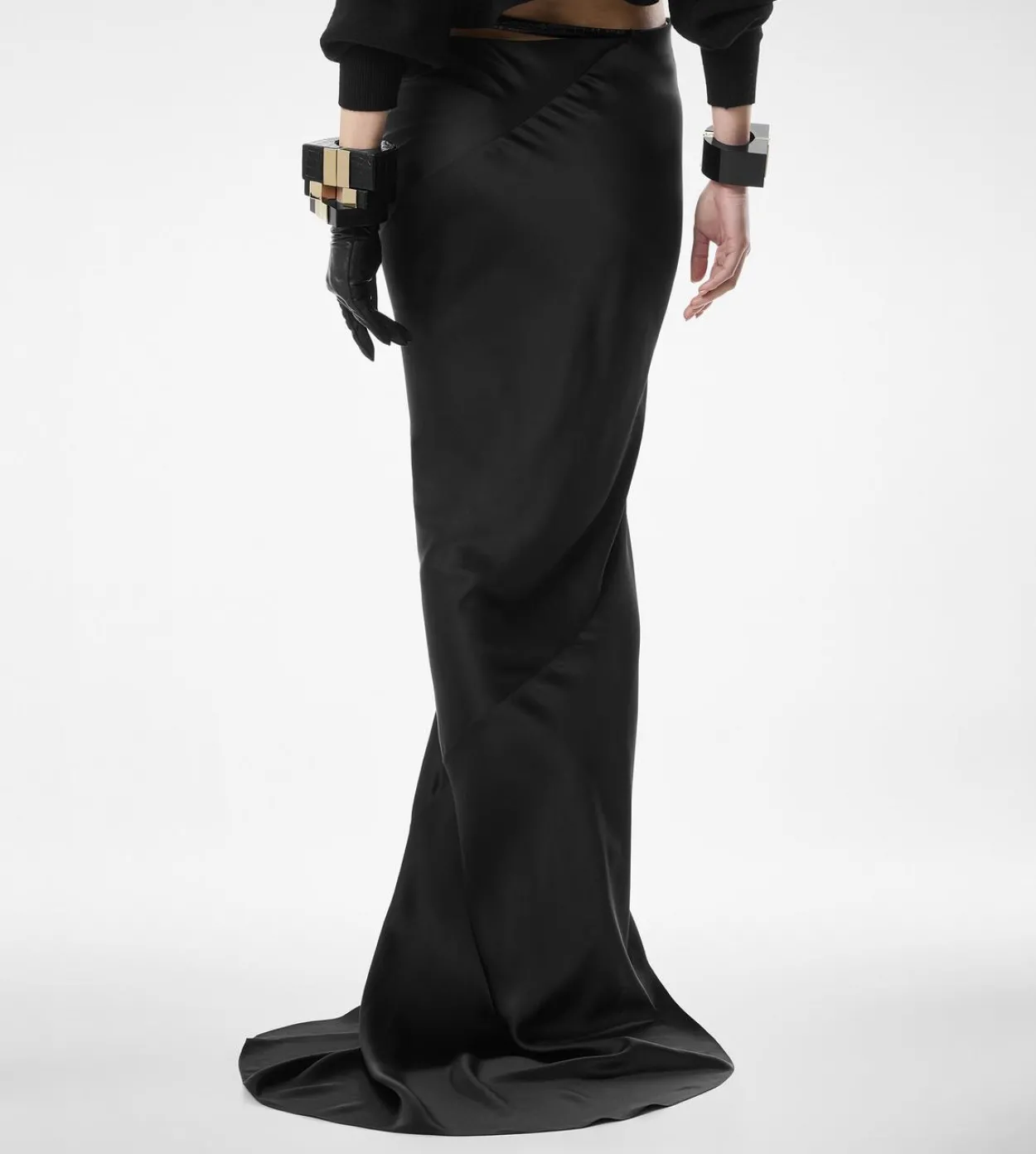 SILK SATIN LONG BIAS SKIRT