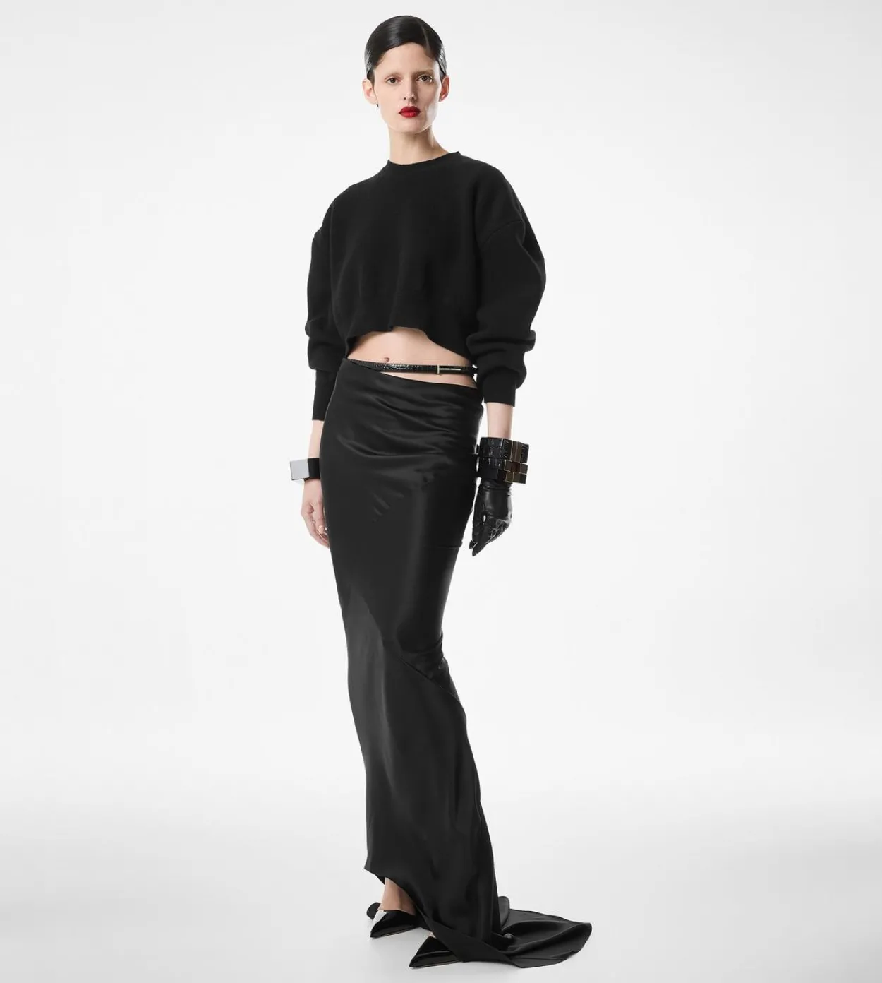 SILK SATIN LONG BIAS SKIRT