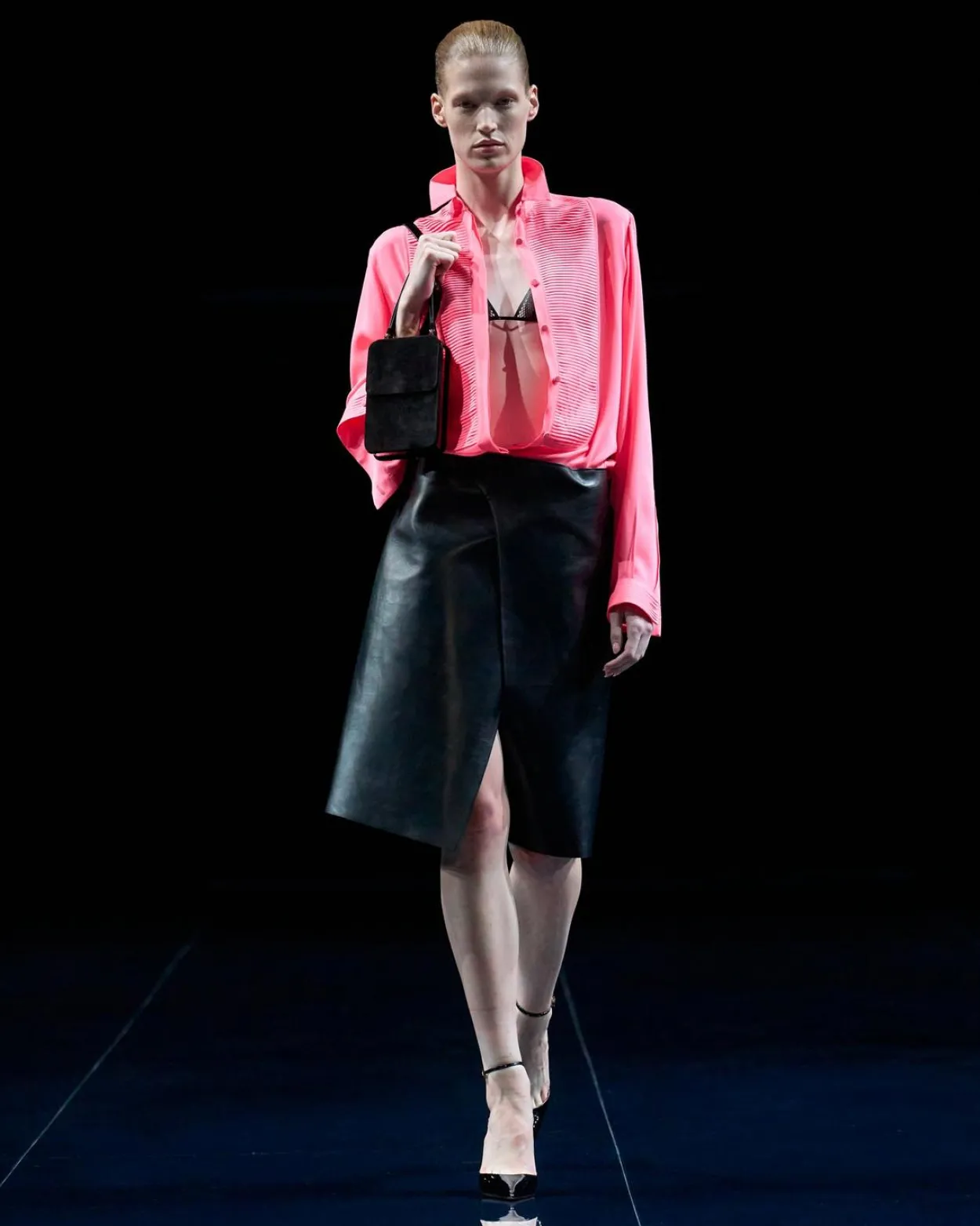 SILK TUXEDO SHIRT WITH PLEATED PLASTRON