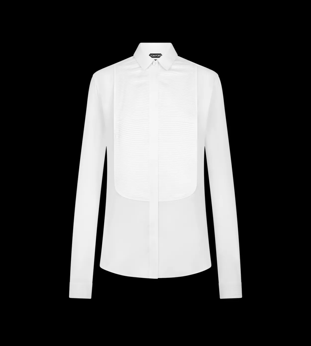 SILK TUXEDO SHIRT WITH PLEATED PLASTRON
