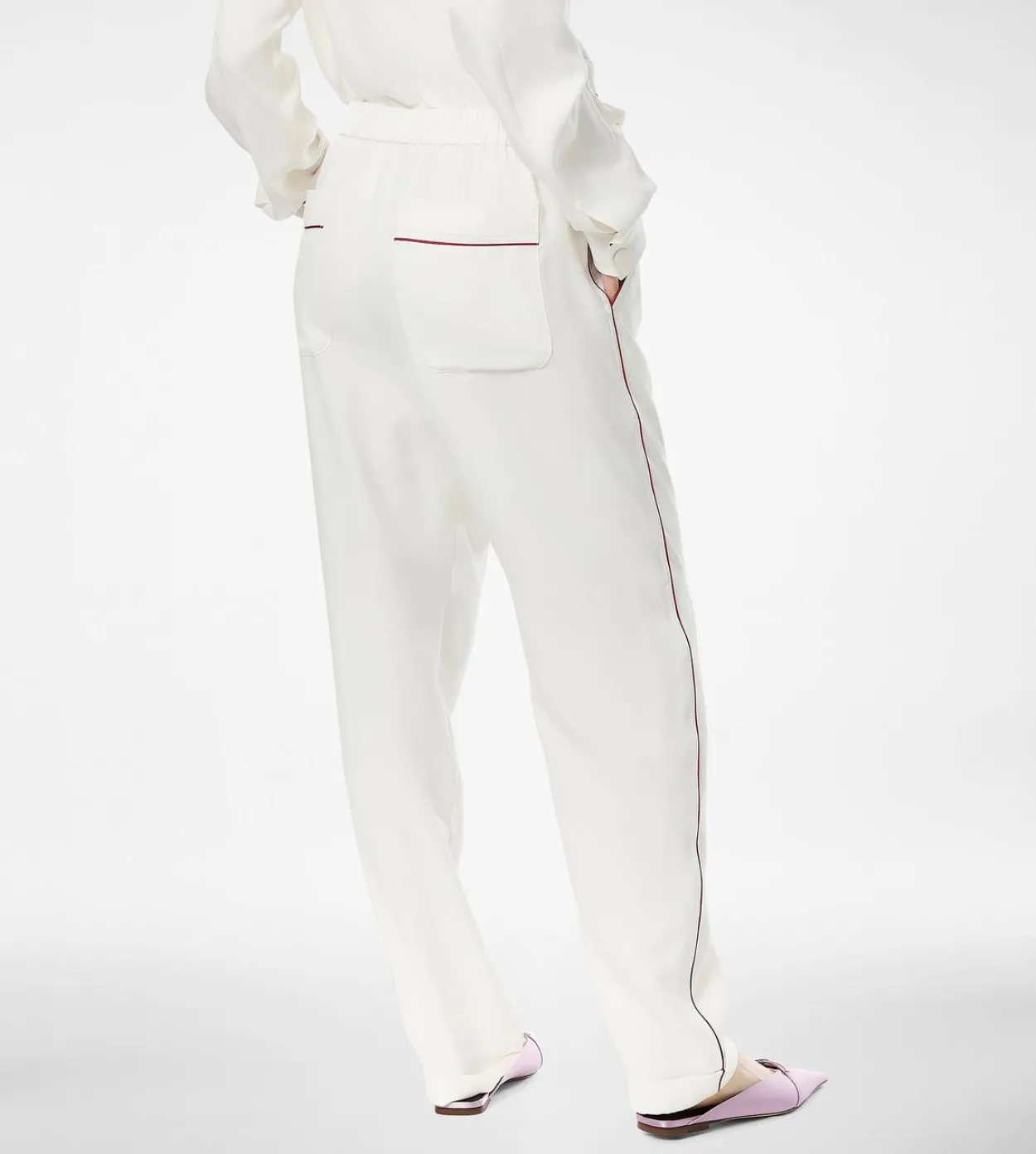 SILK TWILL PJ PANTS WITH PIPING