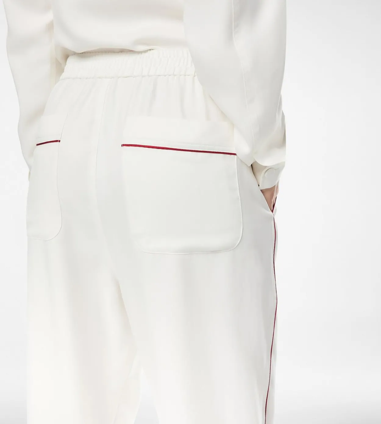 SILK TWILL PJ PANTS WITH PIPING