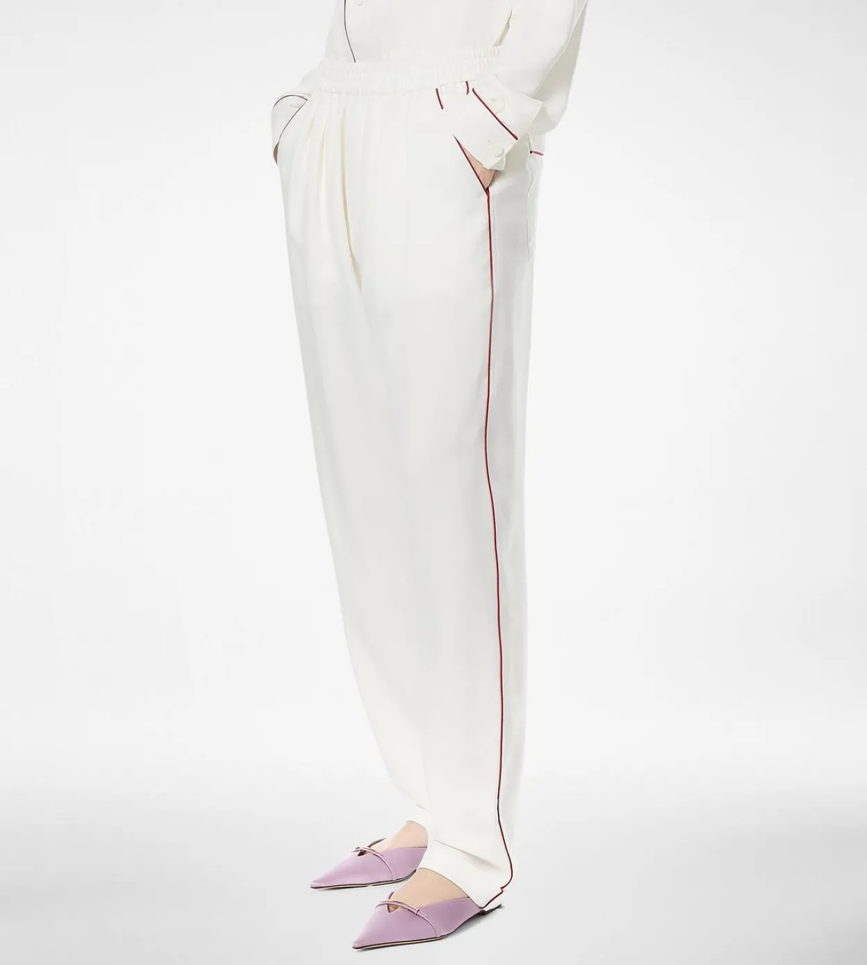 SILK TWILL PJ PANTS WITH PIPING