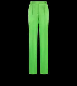 SILK WOOL TAILORED DOUBLE PLEAT STRAIGHT PANTS