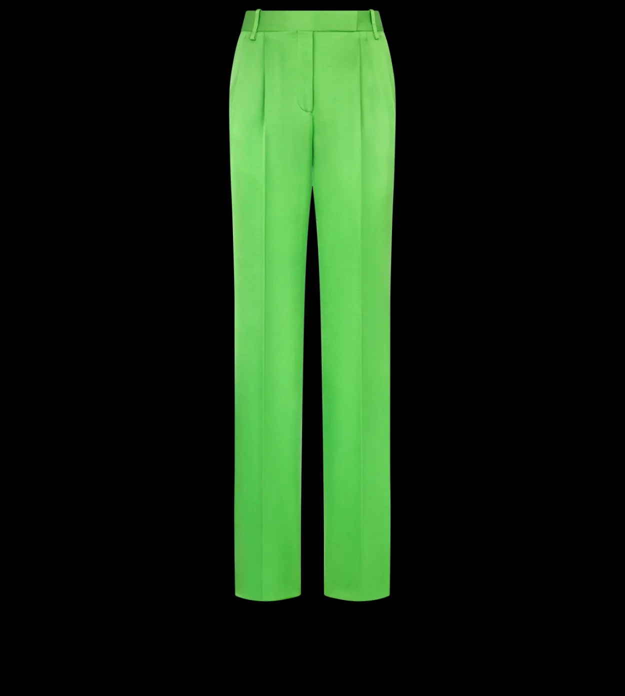 SILK WOOL TAILORED DOUBLE PLEAT STRAIGHT PANTS