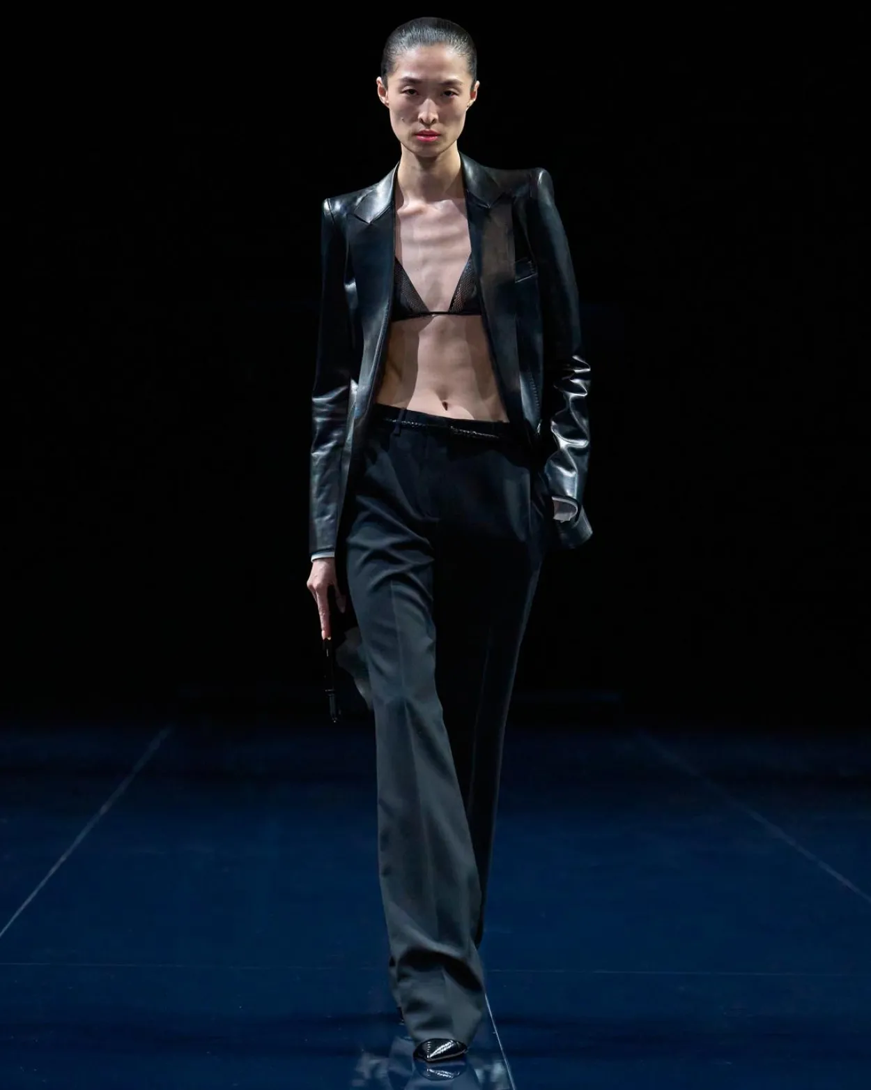 SILKY GUANTERIA LEATHER SINGLE BREASTED PEAK LAPEL JACKET