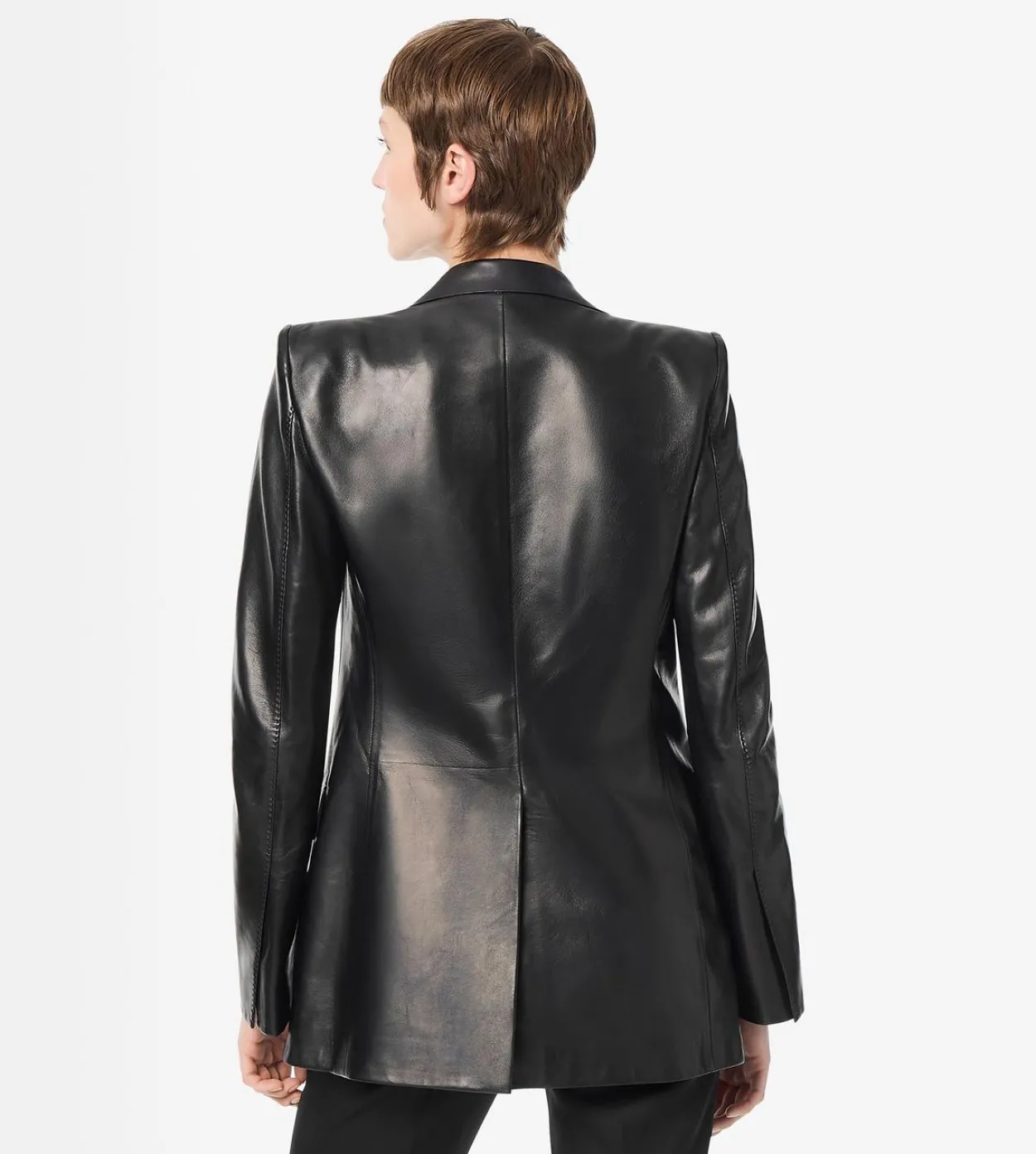 SILKY GUANTERIA LEATHER SINGLE BREASTED PEAK LAPEL JACKET