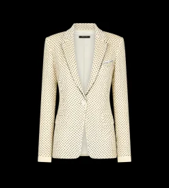SINGLE BREASTED NOTCH LAPEL JACKET WITH PIPING AND EMBROIDERY