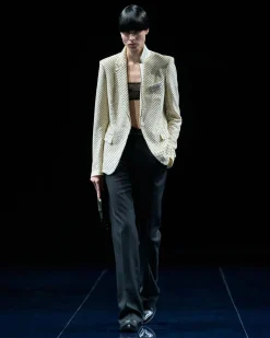 SINGLE BREASTED NOTCH LAPEL JACKET WITH PIPING AND EMBROIDERY