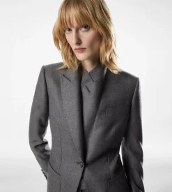 SINGLE BREASTED PEAK LAPEL CASHMERE JACKET