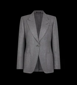 SINGLE BREASTED PEAK LAPEL CASHMERE JACKET