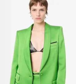 SINGLE BREASTED SHAWL LAPEL SILK WOOL JACKET