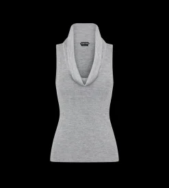 SLEEVELESS COWL COLLAR TOP