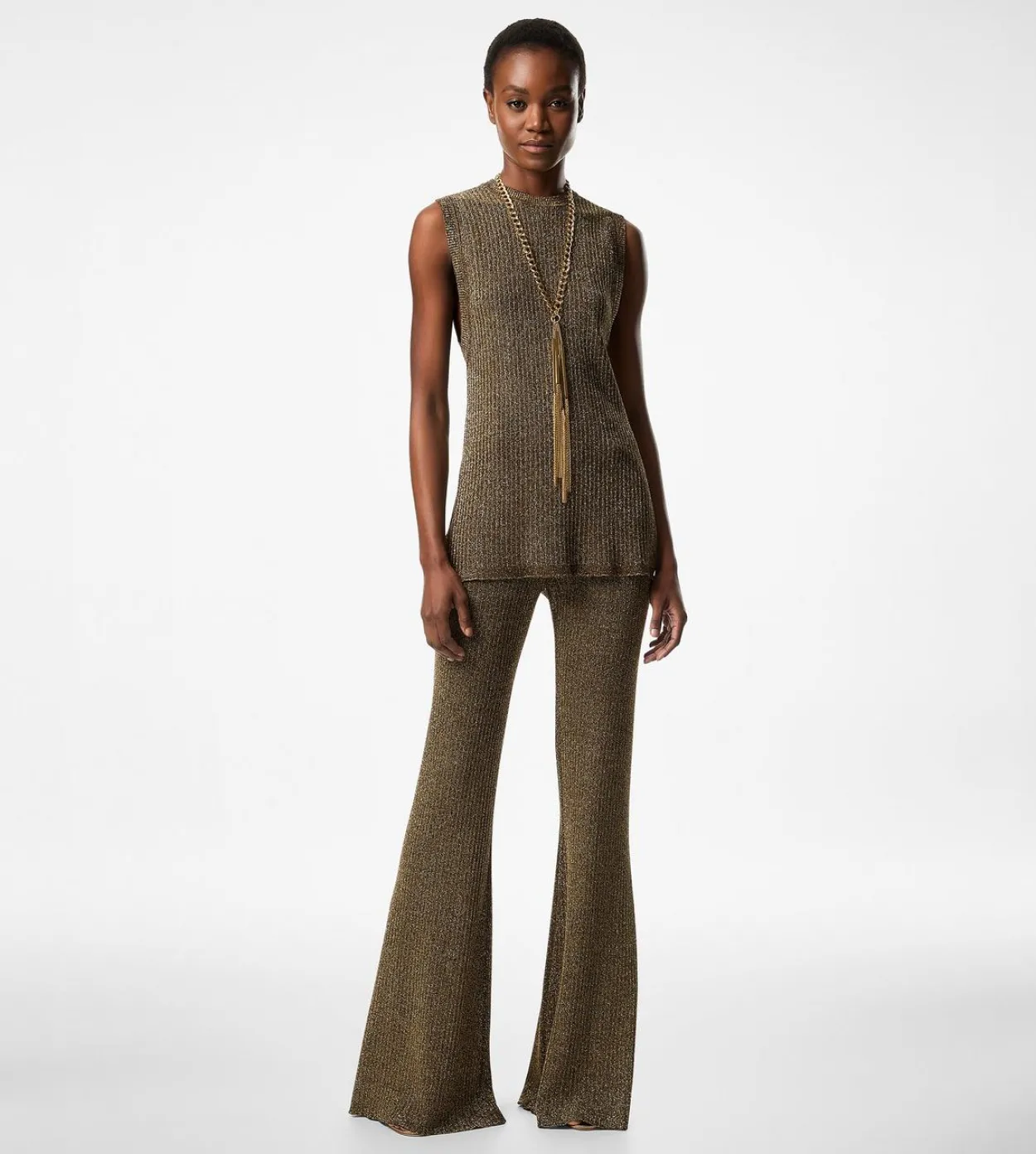 SLEEVELESS CREWNECK KNIT WITH SIDE SLITS