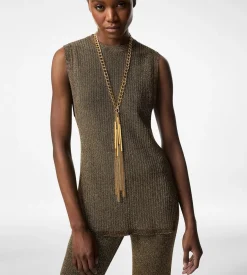SLEEVELESS CREWNECK KNIT WITH SIDE SLITS