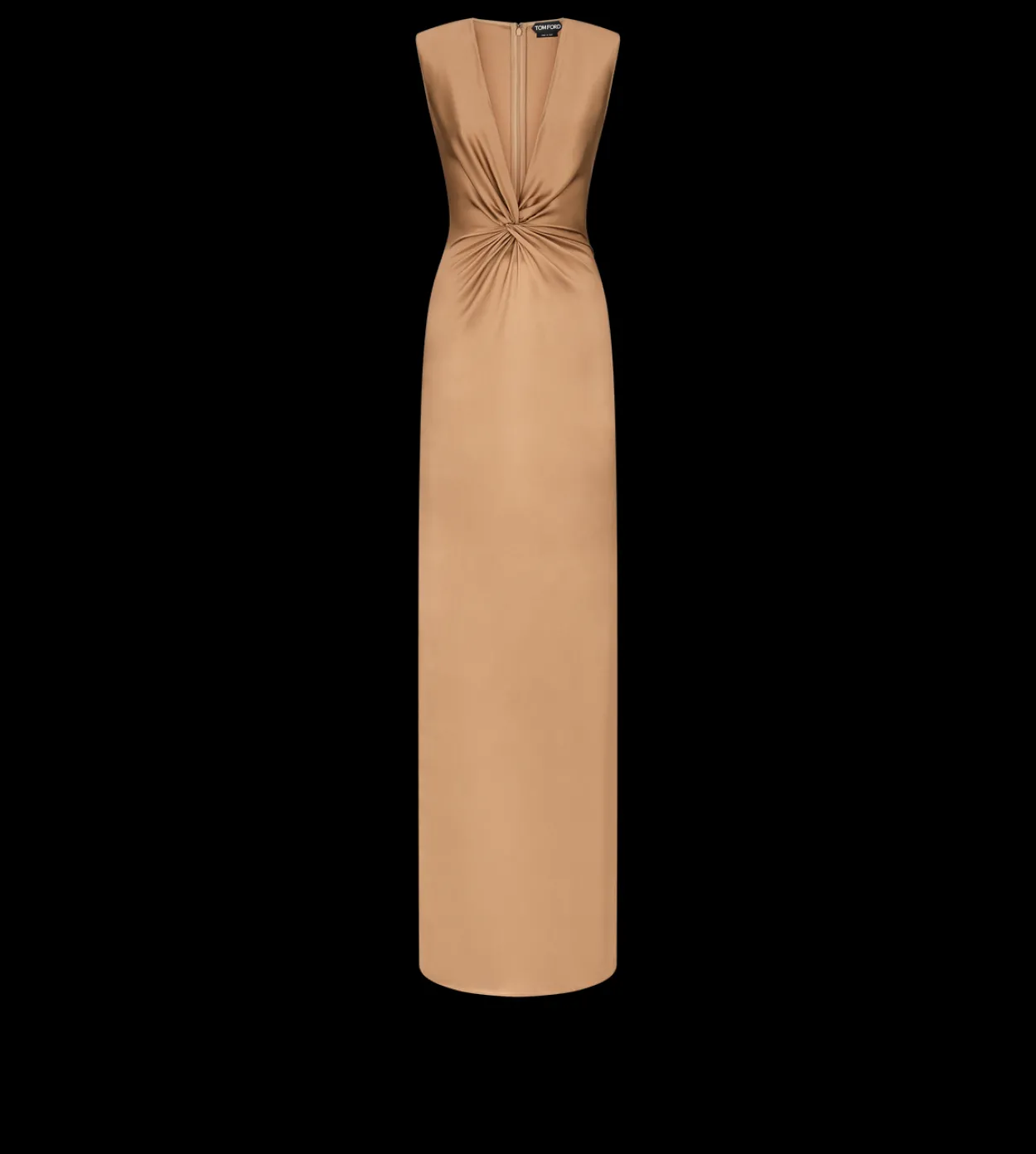 SLEEVELESS DEEP V-NECK TWIST FRONT SILK EVENING DRESS