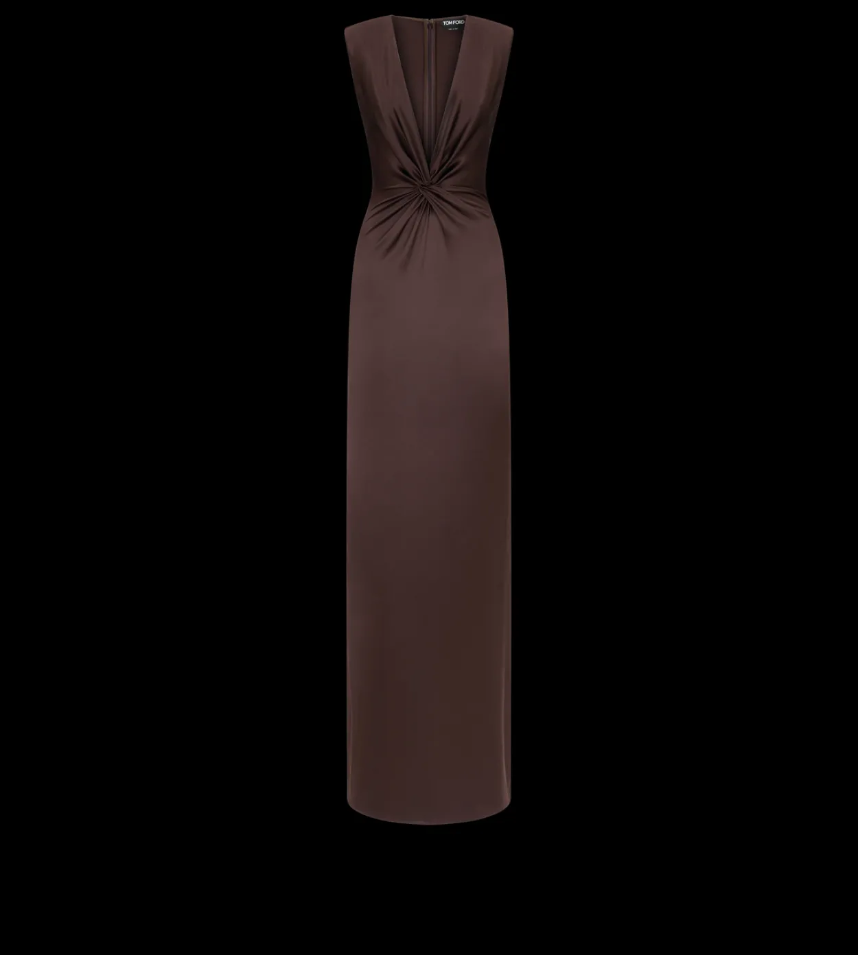 SLEEVELESS DEEP V-NECK TWIST FRONT SILK EVENING DRESS